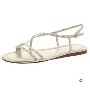 Veronica Beard Soia Metallic Braided Flat Sandals - NEW WITH BOX